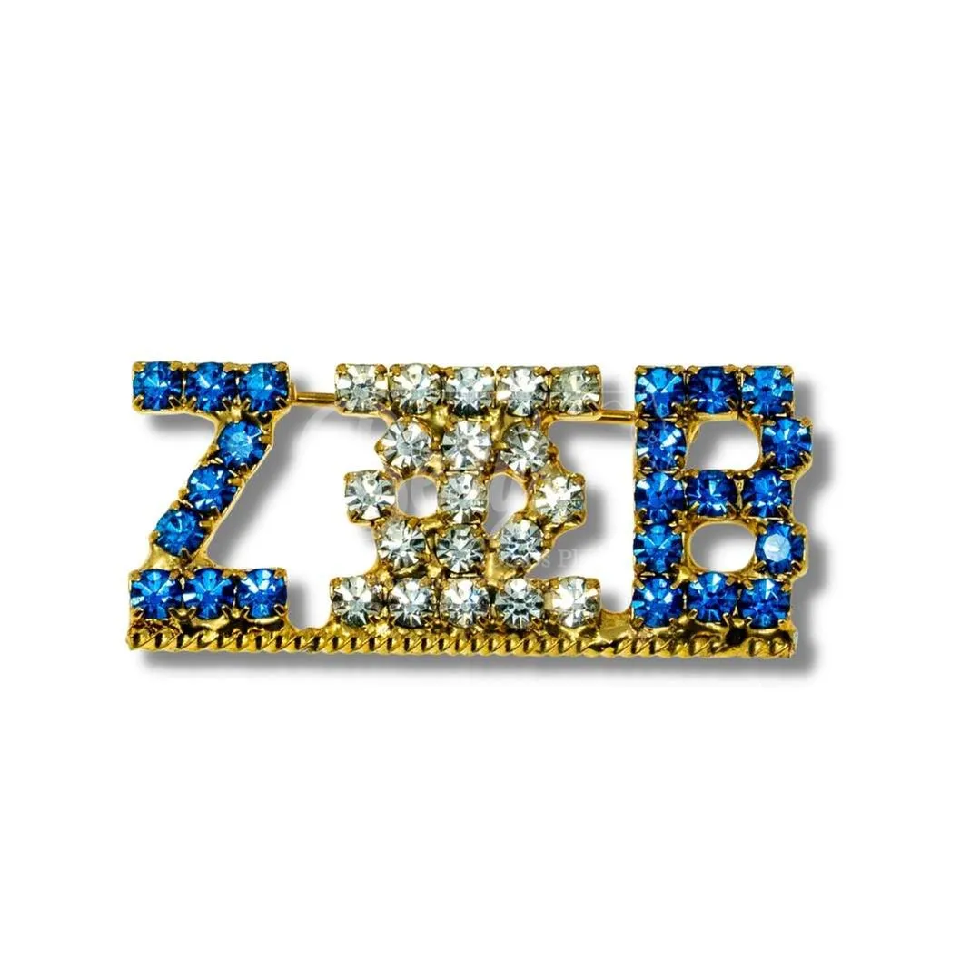 Zeta Phi Beta ΖΦΒ Greek Letters Rhinestone Pin
