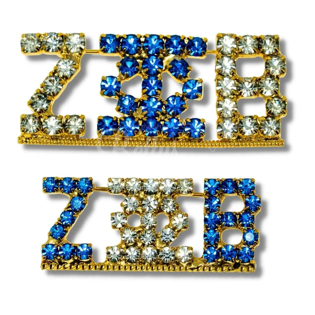 Zeta Phi Beta ΖΦΒ Greek Letters Rhinestone Pin